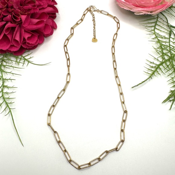 NEW⚜️”Claire” 14K Oblong Link Paperclip Chain Necklace - Picture 1 of 5